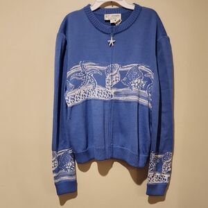 ❤️ ST. JOHN COLLECTION VINTAGE SEA LIFE WOOL BLEND SWEATER CARDIGAN, 14